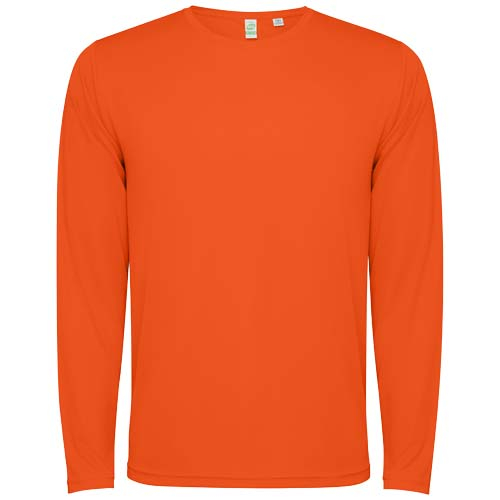 T-shirt personnalisable unisexe manches longues polyester recyclé Estoril Orange feu